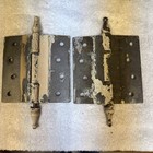 Antique Victorian Cast Iron Steeple Tip Butt Hinges   One Pair