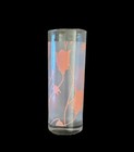 4 Vintage Arcoroc Frosted Glass Tumblers Drinking Glasses Pink Salmon Tulip