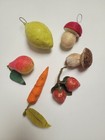 Vintage Spun Cotton Christmas Ornaments Fruits Vegetables Lot Of 7