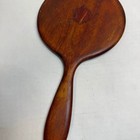 Vintage Wooden Handheld Vanity Mirror With Beveled Glass