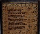 Early 19th Century House  Motif   Verse Sampler By Isabella Scott Age 9 - C 1830