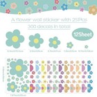 12 Sheets Flower Wall Decals Cute Colorful Floral Wall Stickers Vinyl Pastel