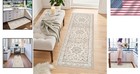 Elegant Washable 2x6 Oriental Runner Rug - Soft Non-slip Carpet In Cream Beige