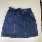 Sfo Mini Blue Denim Skirt Women s Sz 16 Xl Dark Wash 2 Pockets Zip Usa