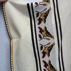 Vintage 70s Sweater Poncho Serape Womens Os Cream Brown Fringe Tie Front Cape