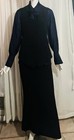 Dries Van Noten Dandy Gal Vintage Blue Silk Blouse Crepe Vest Skirt Suit 3pc Set