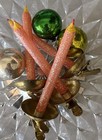 Vintage Mcm Italian 4  Clip-on Hand-blown Glittered Glass Candles W  Brass Bases