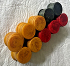 100 Bakelite  catalin  Poker Chips - Red  Blue   Amber Swirled  1 5 Inch Diam 
