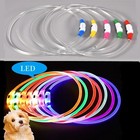 Rechargeable Led Light-up Flash Glow Collar Dog Pet Safety Micro Usb Adjustable