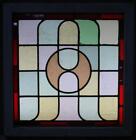 Edwardian English Leaded Stained Glass Window Geometric 21 1 2  X 22 