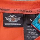 Harley Davidson T Shirt Mens Large Orange Graphic Logo Performance Short Sleeve