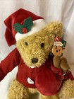 Russ Berrie Avon Sammy Santa Teddy Bear Plush Christmas Brown Red Hat Gift Bag