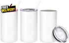 16 Pack Sublimation Tumblers 12oz Skinny Straight Stainless Steel W Lid Straw