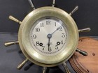 Vintage Chelsea Ship s Bell Clock Brass Ship s Wheel Case C 1947  need Service 