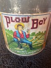 Antique Early 1900 s Plow Boy Tobacco Advertising Tin With Handle