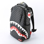 Sprayground Shark Drip Checkerboard Leather Bag Backpack Unisex Black Gray Plaid