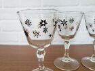 Vintage Atomic Snowflake Cocktail Glasses Liquor Glass Set Black And Gold