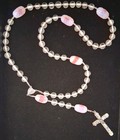  86g Rosary Opalescent Art Glass Beads Pink Clear 