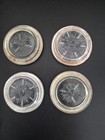 Vtg Silverplate   Glass Coasters 4    Set Of 4  Silver   Starburst