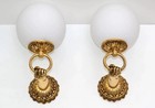 Vintage Art Deco Brass Wall Sconce Set Of 2 - Hand Holding Globe Lamp Fixtures