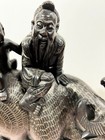 Antique Asian Wood Hand Carved Water Buffalo W silver Inlay Htf Free Shipping