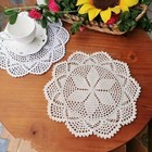 4pc 12  Vintage Hand Crochet Lace Doilies Round Table Mat Flower Placemats Doily