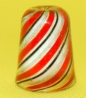 Giuliano Donaggio Red   Black Spiral Glass Thimble Murano  Venice Italy