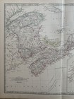 1886 Eastern Canada Original Antique Hand Coloured Map By Johnston 134 Years Old