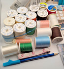 Vintage Sewing Notions  20 Spools Of Thread  8 Zippers  4 Pks Of Fasteners  More
