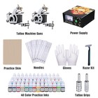 Complete Tattoo Kit Beginner Set 2 Machine Gun Needle Grip 40 Inks Power Supply