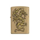 Zippo Windproof Lighter Sparkling Gold Dragon Design Brushed Brass Metal 29725