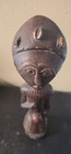 Vintage Hand Carved Ghana African Akua ba Fertility Statue Wood Cowrie Shell 22 