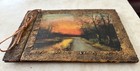 Vintage 1940s Wooden Snap Shots Photo Album Scrapbook Scenic Art Cover 7x10