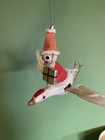 Vintage Holt Howard Christmas Ornament  Rare Moving Wing Santa On Flying Bird