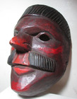 Antique Late 19th Century Guatemala Conquistador Hand Carved Painted Wood Mask