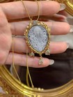 Antique Style Cameo Pendant 925 Silver Plated Vintage Necklace Estate Jewelry94
