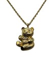 Vintage Avon Teddy Bear Necklace   Stud Earrings Gold Tone Jewelry Set