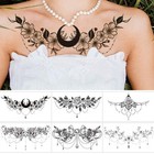 Glaryyears Chest Underboob Temporary Tattoos For 6 Count  pack Of 1   Black 