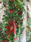 Vtg Mcm Christmas Tablecloth Christmas Garland   Poinsettias 70  Square Freeship