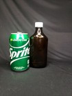 Vintage Nos Amber Glass Apothecary Pharmacy Liquid Medicine Bottle - 200 Mls