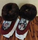 Native Alaskan Suede Leather   Fur Beaded Slippers Womens Size 7 Seal Otter  New