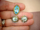 Antique Lot Of Three Victorian Champleve Flower Shank Buttons- 2 Round   1 Oval