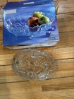 Vintage Glass Fruit Serving Bowl Dish Clear Footed Cut Oval Large 12 X 8 5  Nib 