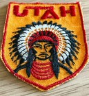 Utah Souvenir Patch Badge Scutelliphily Indian Native Headdress Travel Vintage
