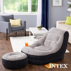 Inflatable Ultra Lounge Chair With Cup Holder And Ottoman Set  2 Pack 