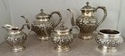 Wonderful S Kirk Sterling Hand Chased Repousse Pattern 5 Piece Tea   Coffee Set