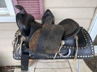 Vintage antique 15 5  Simco Western  Saddle W silver Diamonds  Tapaderos