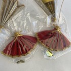 Vintage Lot Of 4 Christmas Tree Ornaments Gold Red Fans New Franks Etc Japan