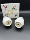Mikasa Ribbon Holly  Fine Bone China Salt   Pepper Shakers Christmas Holiday Set