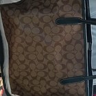Coach Signature Logo Large Tote Brown black Snap Closure Lined W  Charm